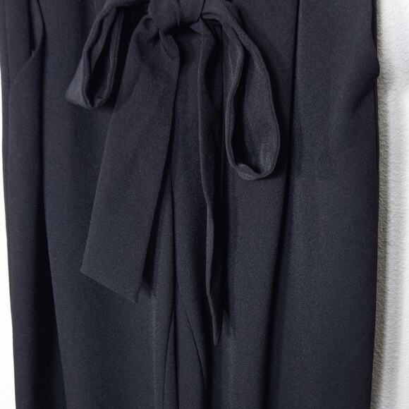Eliza J Black Straight Leg Jumpsuit Wrap Front Black Size 4 Office Siren Look - Picture 5 of 9